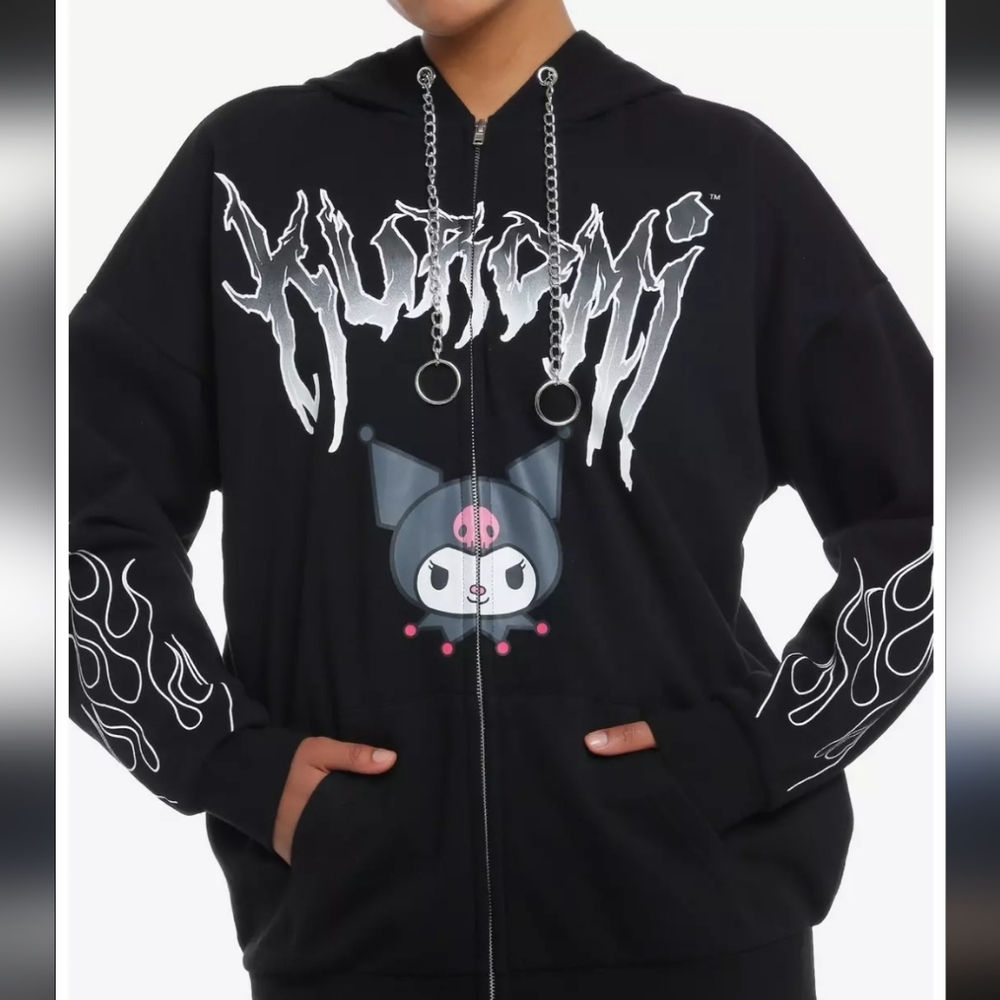 Kuromi Flames Metal Girls Hoodie - Picture 6 of 6